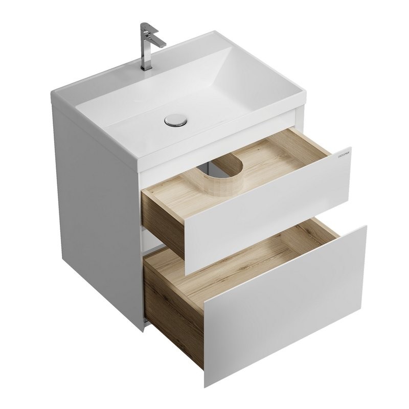 Тумба с раковиной Grossman Меркадо 60 подвесная, матовая белая