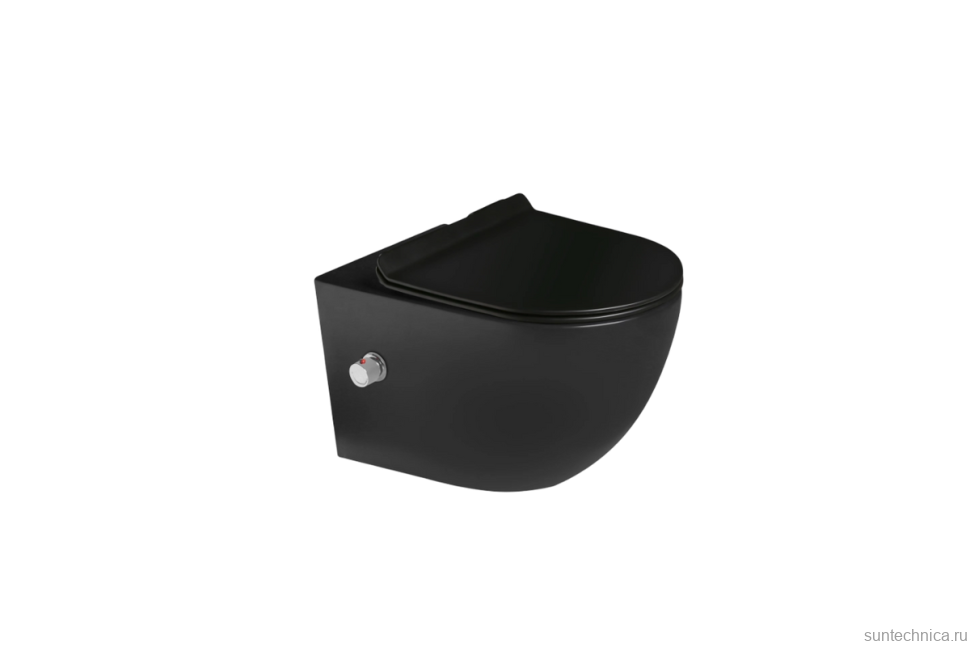Унитаз подвесной SantiLine SL-5002T-MB/BD со смесителем и биде, черный матовый