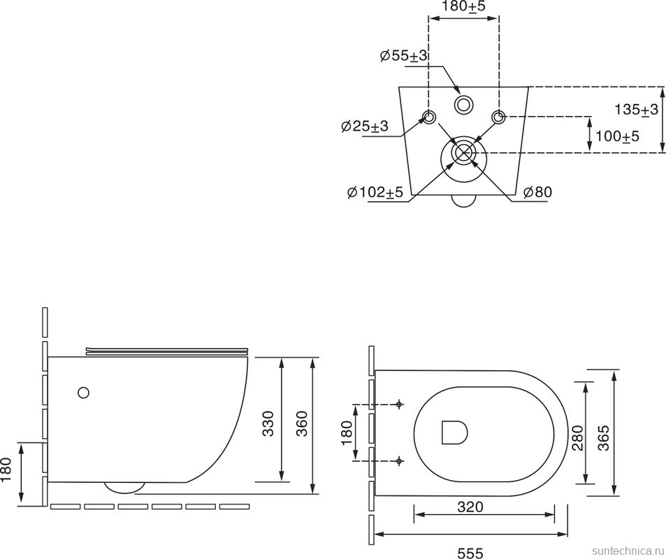 Унитаз подвесной SantiLine SL-5002T-MB/BD со смесителем и биде, черный матовый