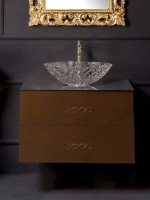 Тумба с раковиной Armadi Art NeoArt 80 шоколад, с ручками Wave золото