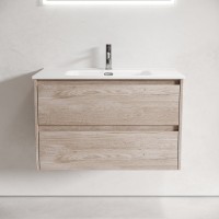Мебель для ванной комнаты Sancos Libra 80 дуб галифакс натуральный, белая раковина CN7005