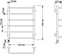 Полотенцесушитель электрический Secado Верона 1 65x55 см, подключение слева, бронза, лесенка, латунь