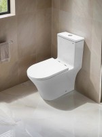 Унитаз-моноблок напольный AZARIO Vally AZ-80687 безободковый, с микролифтом, глянцевый белый