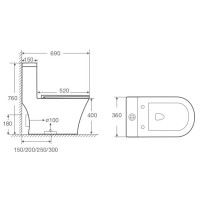 Унитаз-моноблок напольный AZARIO Vally AZ-80687 безободковый, с микролифтом, глянцевый белый
