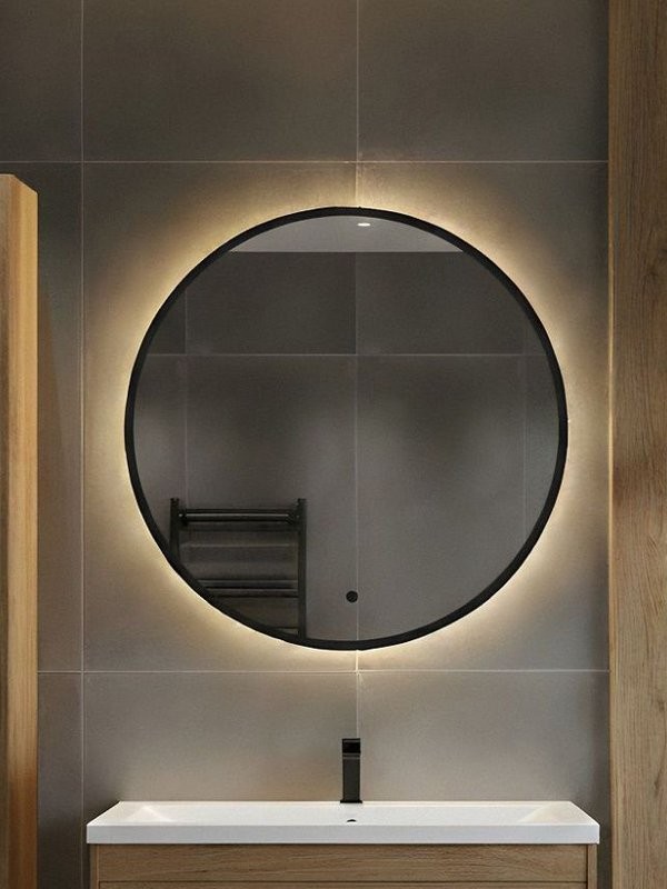 Зеркало круглое Art&Max Asti 80 с подсветкой, темно-серое