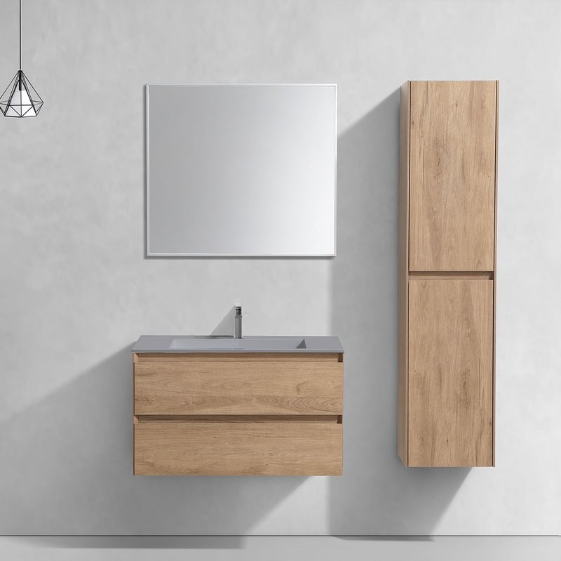 Тумба с раковиной Vincea Luka 80 2 ящика, натуральный дуб