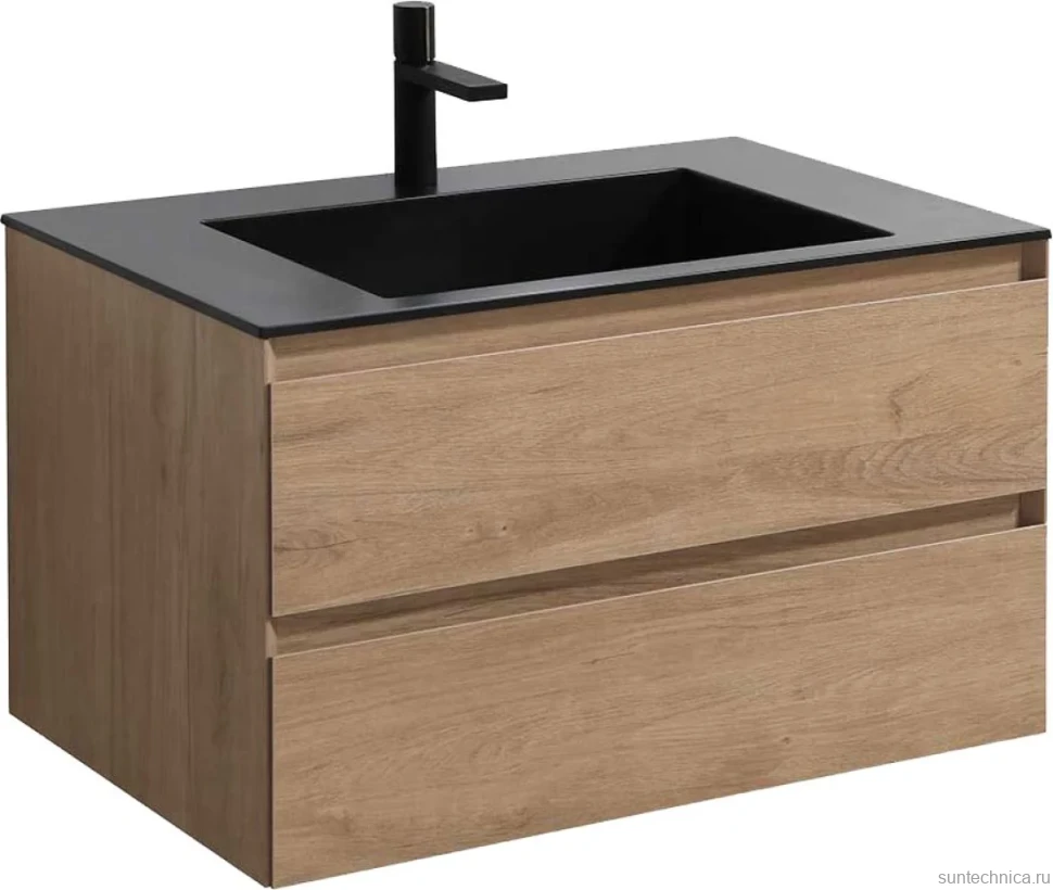 Тумба с раковиной Vincea Luka 80 2 ящика, натуральный дуб