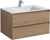 Тумба с раковиной Vincea Luka 80 2 ящика, натуральный дуб