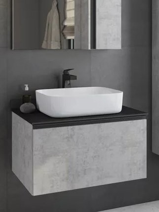 Тумба с раковиной Comforty Эдинбург 75 подвесная, светлый бетон, с раковиной Comforty T-Y9378