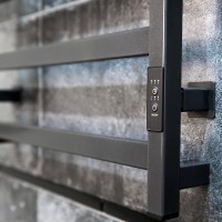 Полотенцесушитель электрический Тругор Пэк сп ПЭКсп20квП/8050ор_стВГП 80x55 см, подключение справа, скрытое подключение справа, оружейная сталь, лесенка, из стали, с полкой