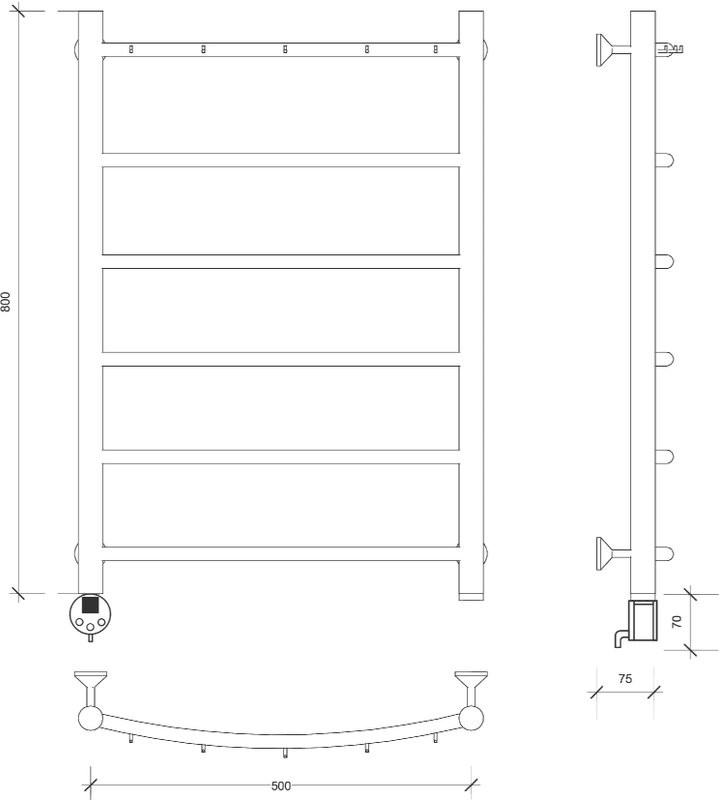 Полотенцесушитель электрический Secado Милан 1 К 85x55 см, подключение слева, глянцевый хром, лесенка
