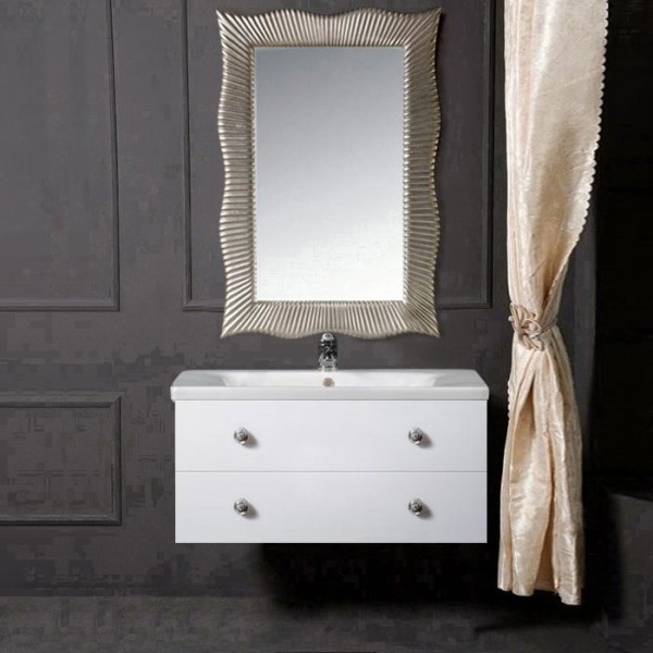 Мебель для ванной комнаты Armadi Art NeoArt 100 white с ручками Flora хром, зеркало Soho