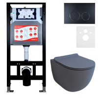 Комплект Унитаз подвесной Esbano Garcia ESUPGARCGM матовый серый + Инсталляция Fram + Кнопка ESINKRG11MB