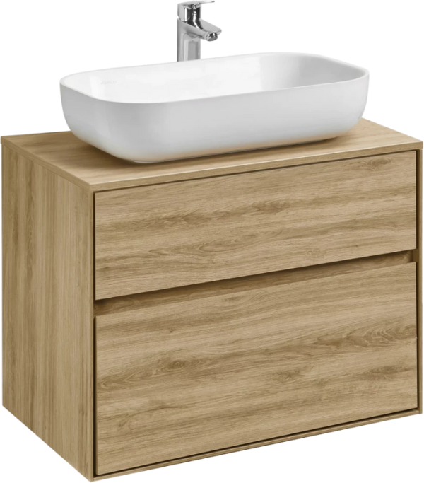 Тумба с раковиной AQUATON Либерти 75 со столешницей дуб эльвезия, раковина Лола 60