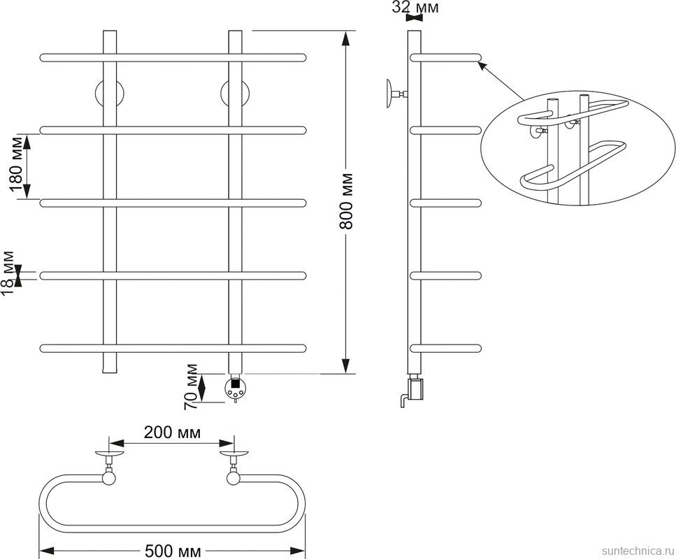 Полотенцесушитель электрический Secado Венеция 4603777465568 85x50 см, подключение справа, бронза, лесенка, латунь