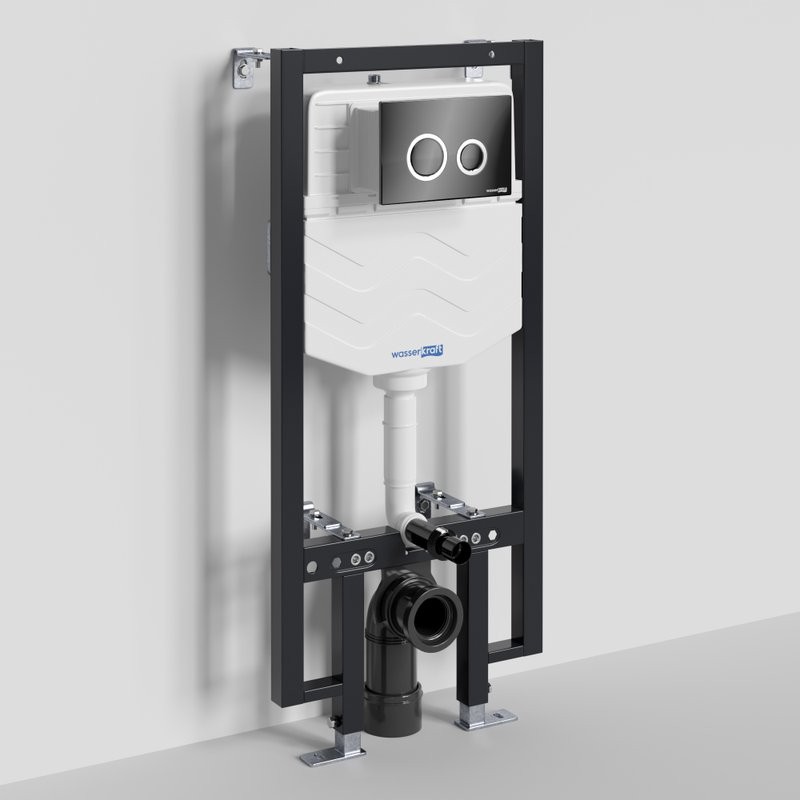 Система инсталляции для унитазов Wasserkraft Vils 56TLT.010.ME.PB01 с кнопкой смыва черной