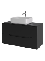 Мебель для ванной комнаты Orange Line 100 подвесная, 2 ящика, матовая черная с раковиной B05-500W
