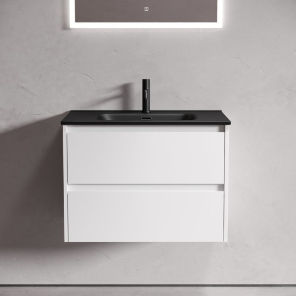 Тумба с раковиной Sancos Libra 70 белый глянец, раковина черная
