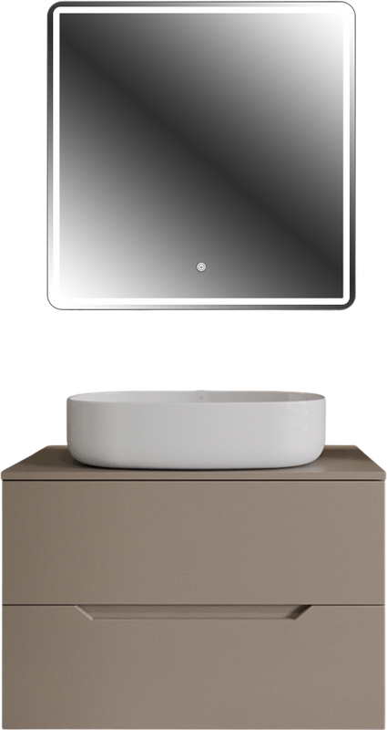 Мебель для ванной комнаты Orange Line 80 подвесная, 2 ящика, матовый латте с раковиной B08-600W