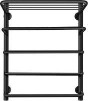 Полотенцесушитель электрический Secado Мерида 2 СП 60x50 см, подключение справа, матовый черный, лесенка, с полкой