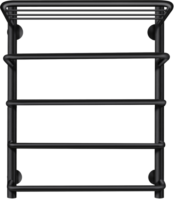 Полотенцесушитель электрический Secado Мерида 2 СП 60x50 см, подключение справа, матовый черный, лесенка, с полкой