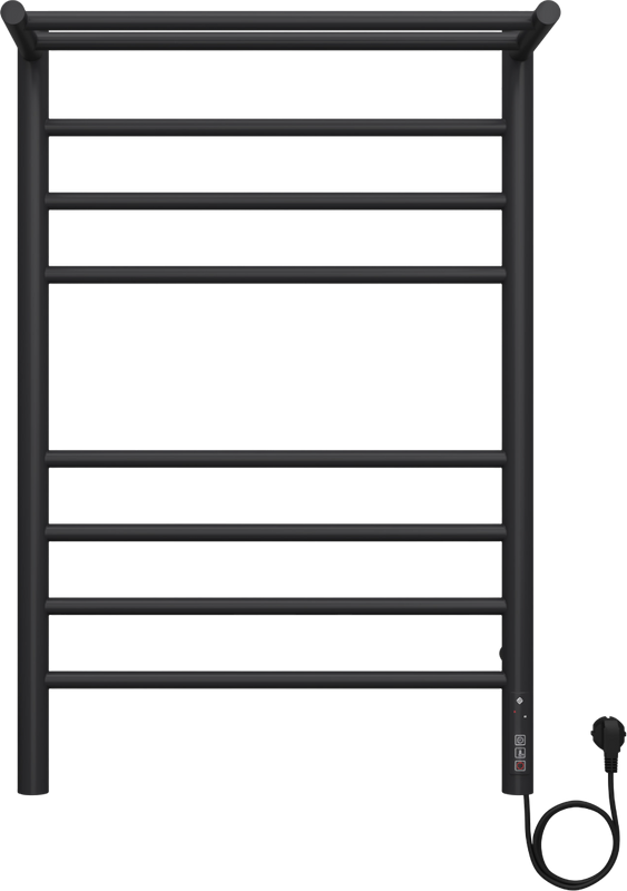 Полотенцесушитель электрический Terminus Аврора П8 500х800, с полкой, черный матовый