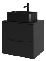 Тумба с раковиной Orange Line 60 подвесная, 2 ящика, матовая черная с раковиной B02-460MB