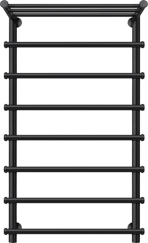 Полотенцесушитель электрический Secado Турин 1 СП 100x55 см, подключение справа, матовый черный, лесенка, с полкой
