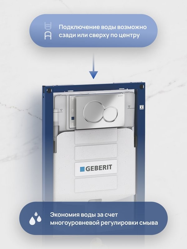 Комплект 3 в 1: Инсталляция Geberit Duofix UP 320 111.300.00.5 (111.950.00.6) + Унитаз подвесной STWORKI Левангер S07401WH безободковый, смыв Торнадо, с микролифтом, антивсплеск + Кнопка Sigma 01 115.770.21.5 глянцевый хром