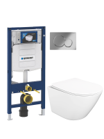 Комплект 3 в 1: Инсталляция Geberit Duofix UP 320 111.300.00.5 (111.950.00.6) + Унитаз подвесной STWORKI Левангер S07401WH безободковый, смыв Торнадо, с микролифтом, антивсплеск + Кнопка Sigma 01 115.770.21.5 глянцевый хром