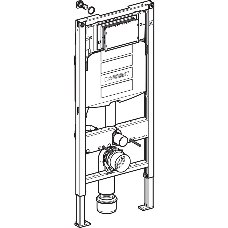 Комплект 3 в 1: Инсталляция Geberit Duofix UP 320 111.300.00.5 (111.950.00.6) + Унитаз подвесной STWORKI Левангер S07401WH безободковый, смыв Торнадо, с микролифтом, антивсплеск + Кнопка Sigma 01 115.770.21.5 глянцевый хром