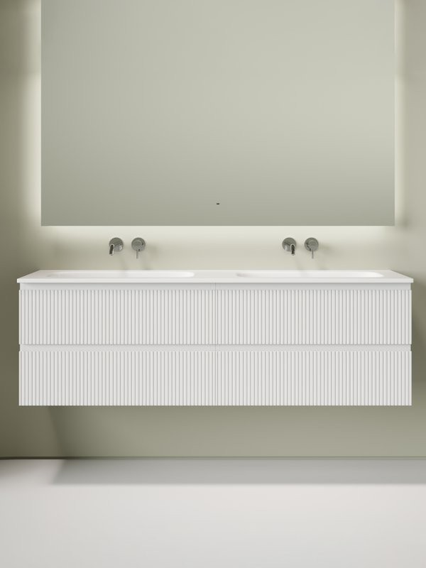 Тумба с раковиной Sancos Snob T 80 bianco, 2 шт, раковина Ceramicanova Grace CN7023wx с двумя чашами, без отверстий под смеситель