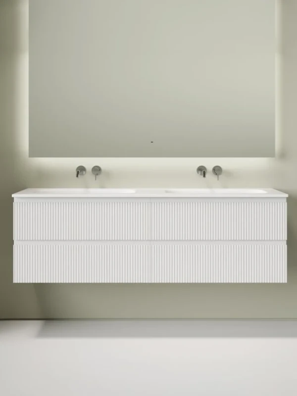 Тумба с раковиной Sancos Snob T 80 bianco, 2 шт, раковина Ceramicanova Grace CN7023wx с двумя чашами, без отверстий под смеситель