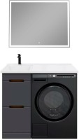 Мебель для ванной комнаты SanStar Darko 100 L под стиральную машину дуб вотан, графит софт, раковина Космос