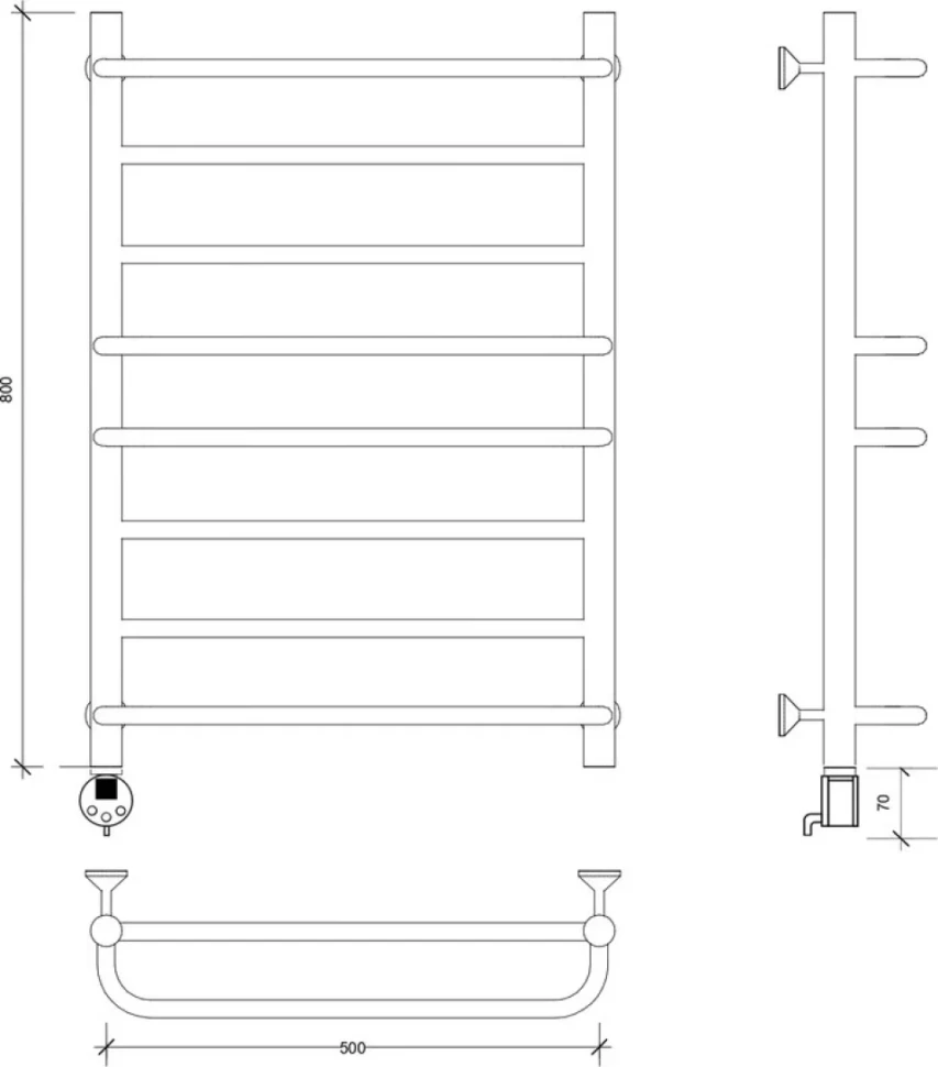 Полотенцесушитель электрический Secado Модена 2 L 85x55 см, подключение слева, хром, лесенка