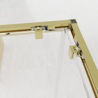 Душевой уголок Veconi Evo 300 G 100х80 см, профиль брашированное золото, стекло прозрачное