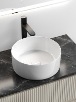 Тумба с раковиной Sancos Snob T 80 см, beige soft, столешница черный мрамор, раковина CN6032