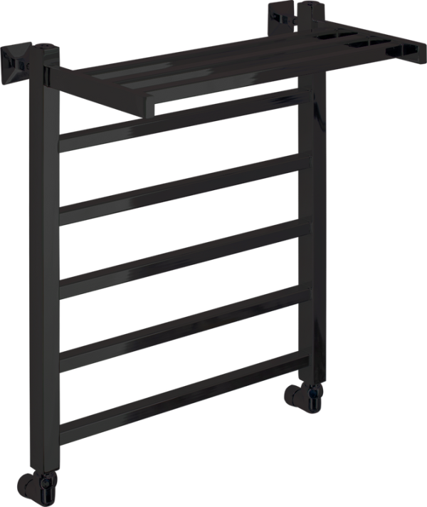 Полотенцесушитель водяной Comfysan Marte-K W-5 60х50 60x55 см, черный матовый, лесенка, с полкой