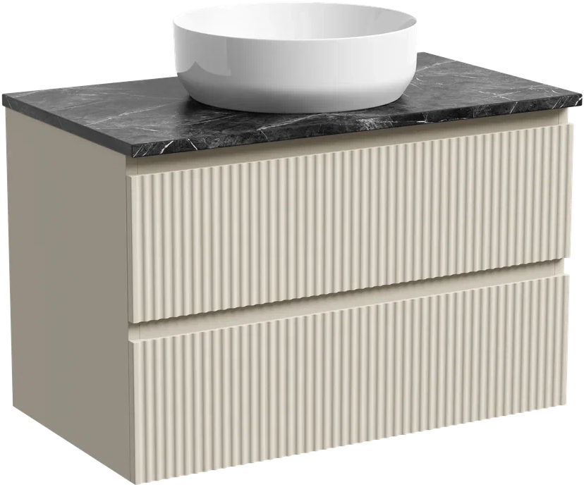Тумба под раковину со столешницей Sancos Snob R 80 beige soft, столешница черный мрамор