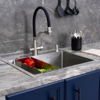 Мойка кухонная Melana ProfLine R6050H в комплекте с дозатором и коландером, сатин