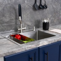 Мойка кухонная Melana ProfLine R6050H в комплекте с дозатором и коландером, сатин