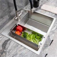 Мойка кухонная Melana ProfLine R6050H в комплекте с дозатором и коландером, сатин