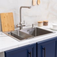 Мойка кухонная Melana ProfLine R6050H в комплекте с дозатором и коландером, сатин