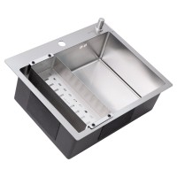 Мойка кухонная Melana ProfLine R6050H в комплекте с дозатором и коландером, сатин