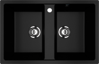 Мойка кухонная Ulgran U-608 344 ультра-черная + дозатор U-02 ультра-черный