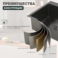 Кухонная мойка Splenka S701.5050.09, графит Кухонная мойка Splenka S701.5050.09, графит