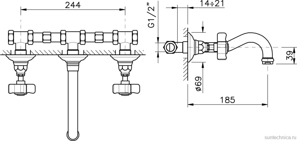 Смеситель для раковины Nicolazzi Tradizionale 1477CR70 С ВНУТРЕННЕЙ ЧАСТЬЮ