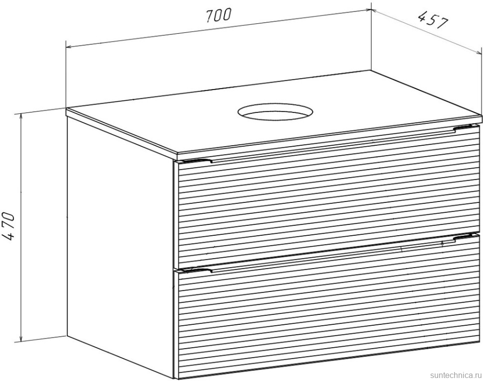 Тумба с раковиной Runo Орлеан 70 серая, черная, раковина Cuatro 50