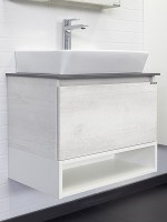 Тумба с раковиной Comforty Прага 60 подвесная, белый дуб, с раковиной 9055RA-50