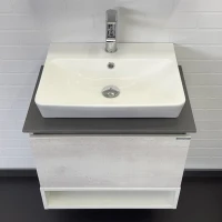 Тумба с раковиной Comforty Прага 60 подвесная, белый дуб, с раковиной 9055RA-50